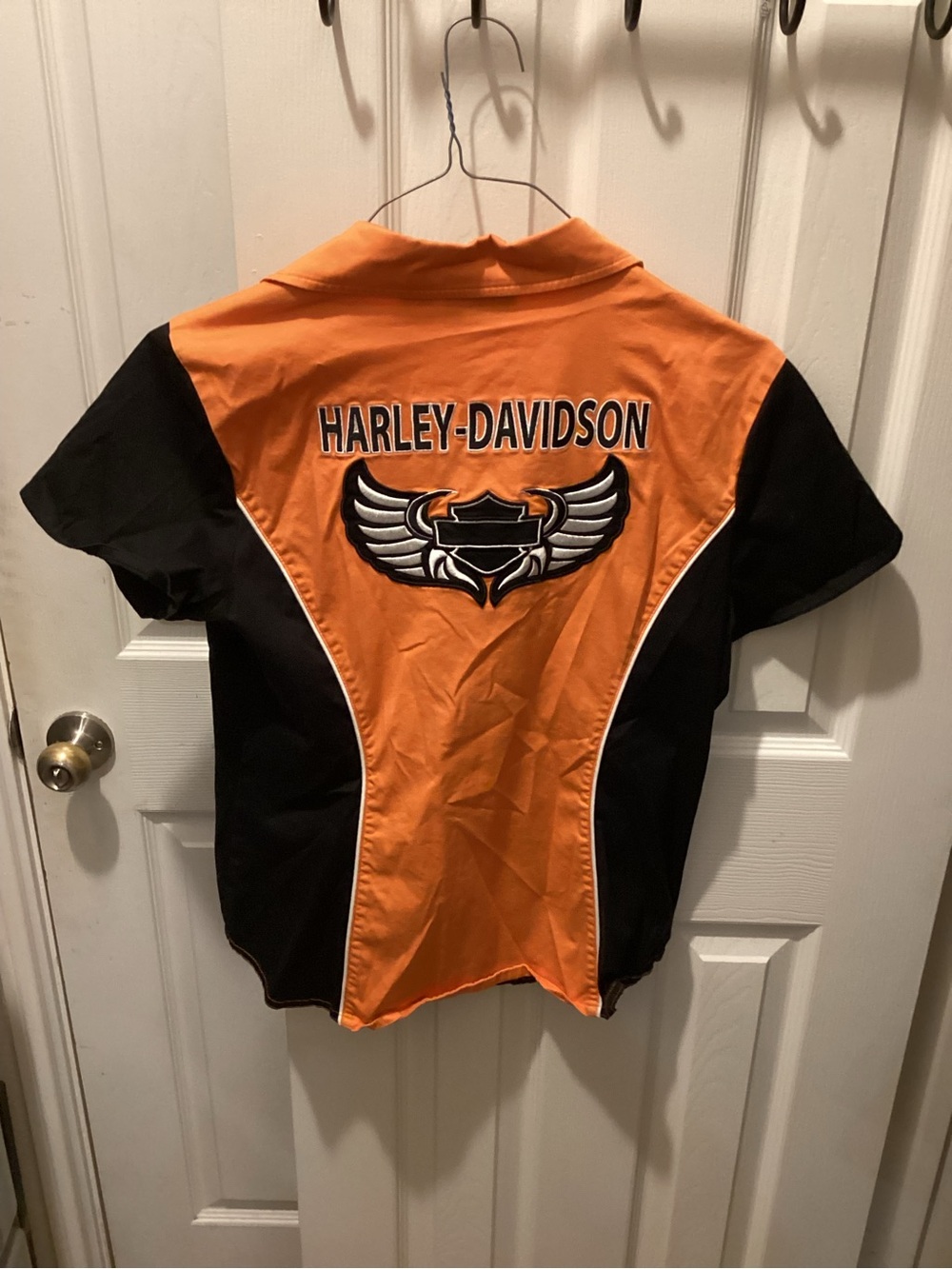 Harley-Davidson Orange & Black Short-Sleeve Zip Shirt - Picture 3 of 3